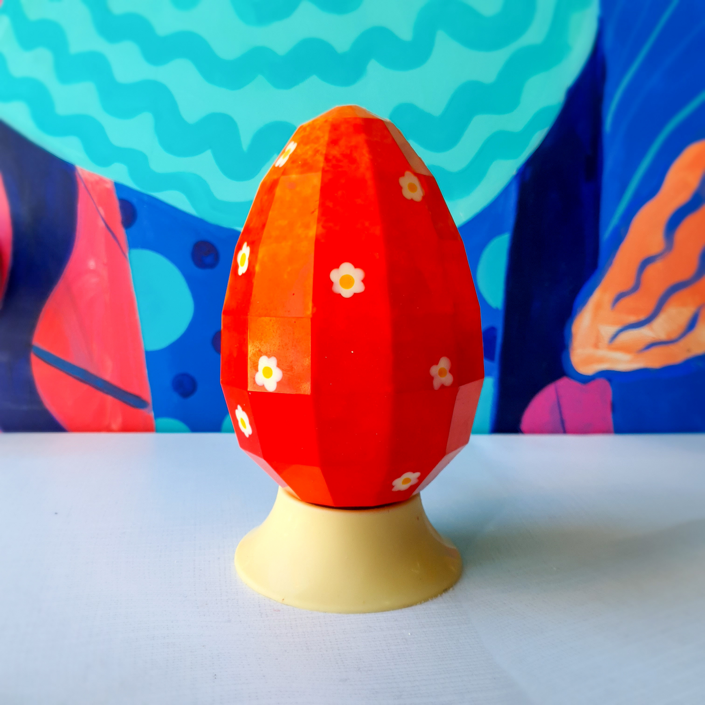 Huevo de Pascua Gigante Pintado a Mano | Chocolate Belga Blanco