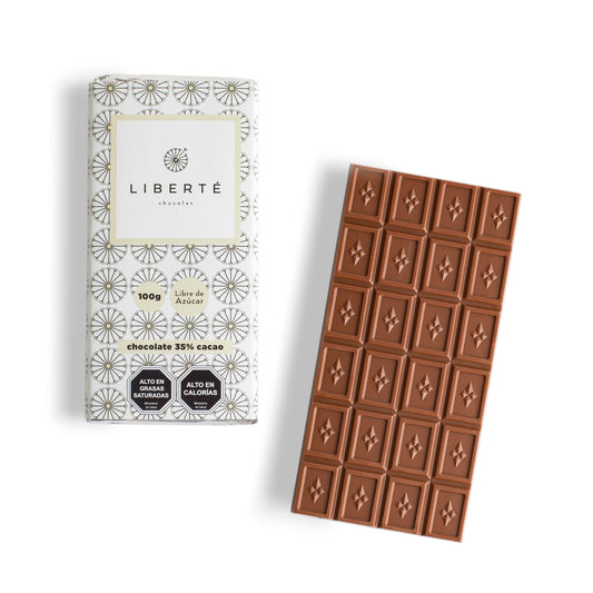 Tableta Sin Azúcar De Chocolate De Leche 35% Cacao 100 Gr
